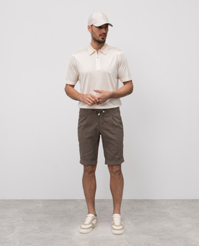 Enrico Mandelli Khaki Linen Shorts with Lapels GYMSHO5654