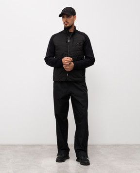 Stefano Ricci Black wool and silk long sleeve shirt with emblem MNH5304701WK004T