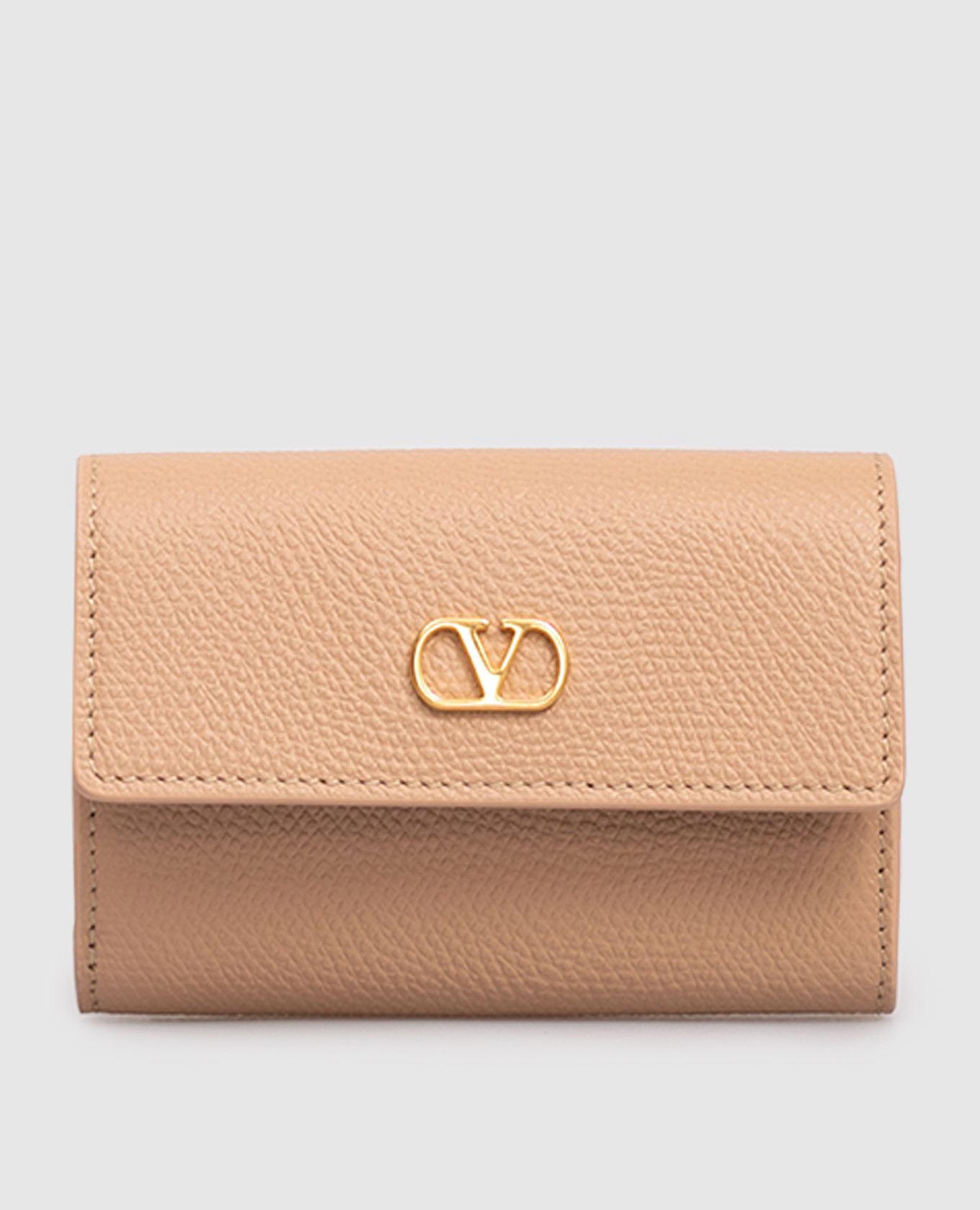 Beige leather wallet with logo Valentino
