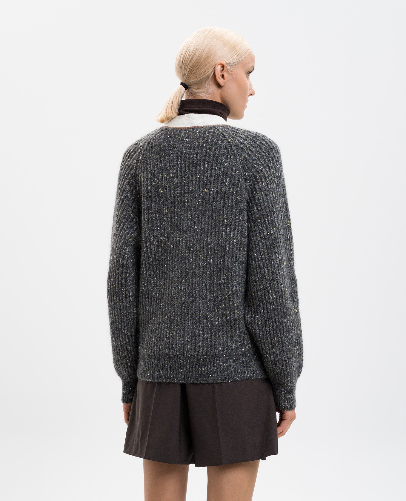 Gray cardigan with wool and cashmere Brunello Cucinelli 4