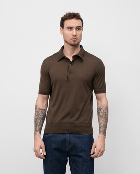 Tom Ford Brown cashmere and silk polo shirt KPS027YMK005S23