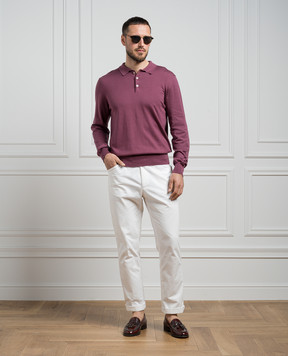 Cashmere&Whiskey Burgundy polo shirt with silk and cashmere FS06