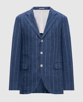 Brunello Cucinelli Blue striped linen blazer MR4857BTD