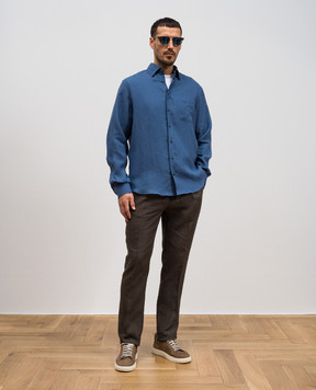 Sease Blue straight-cut hemp shirt SI030TN359
