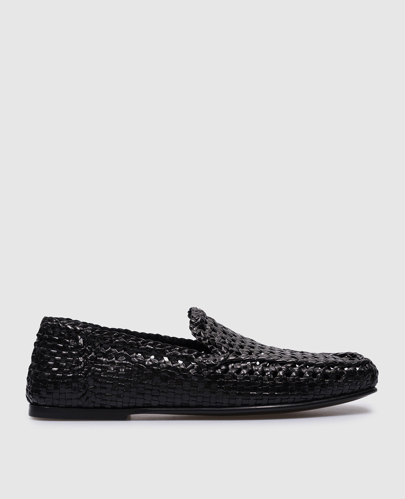 Black leather braided loafers dolce&gabbana