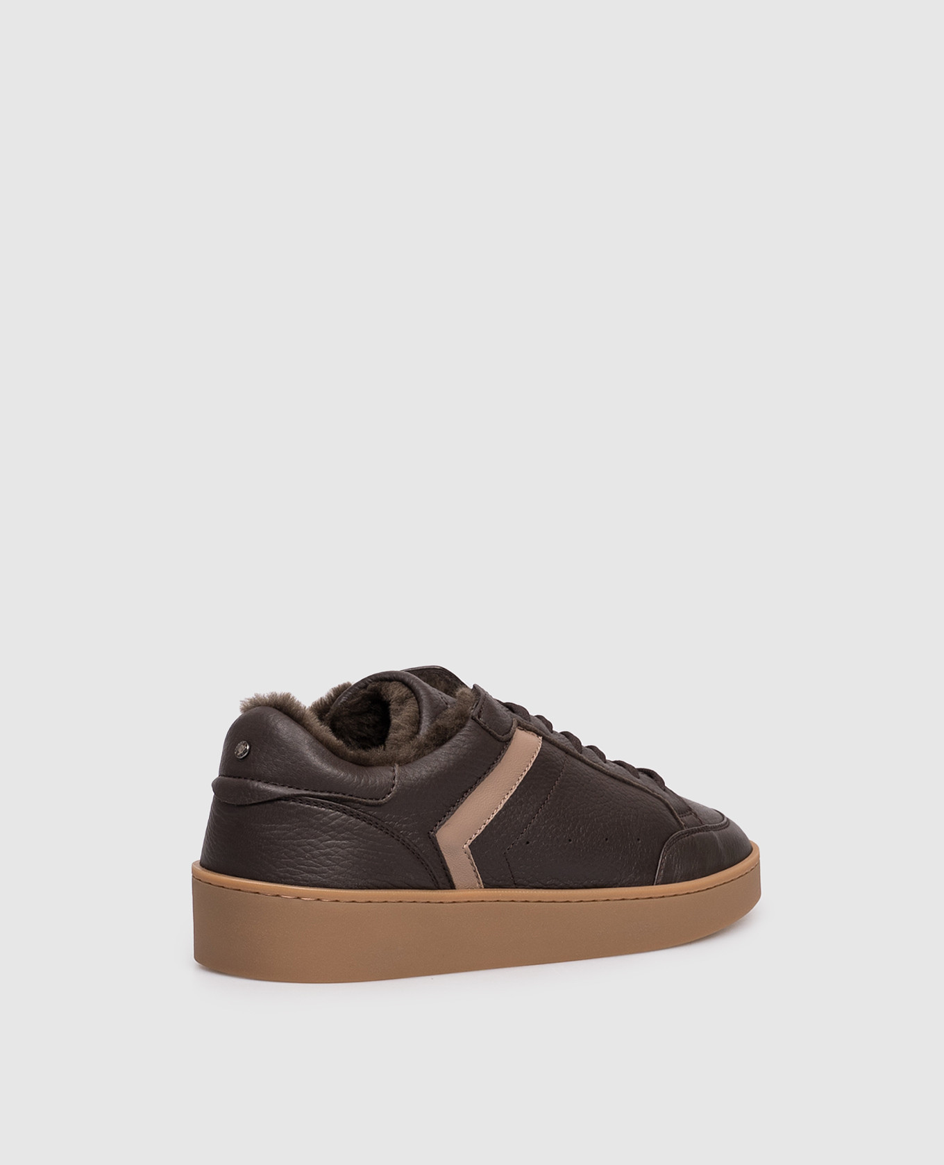 

Brown leather sneakers with fur and logo Canali