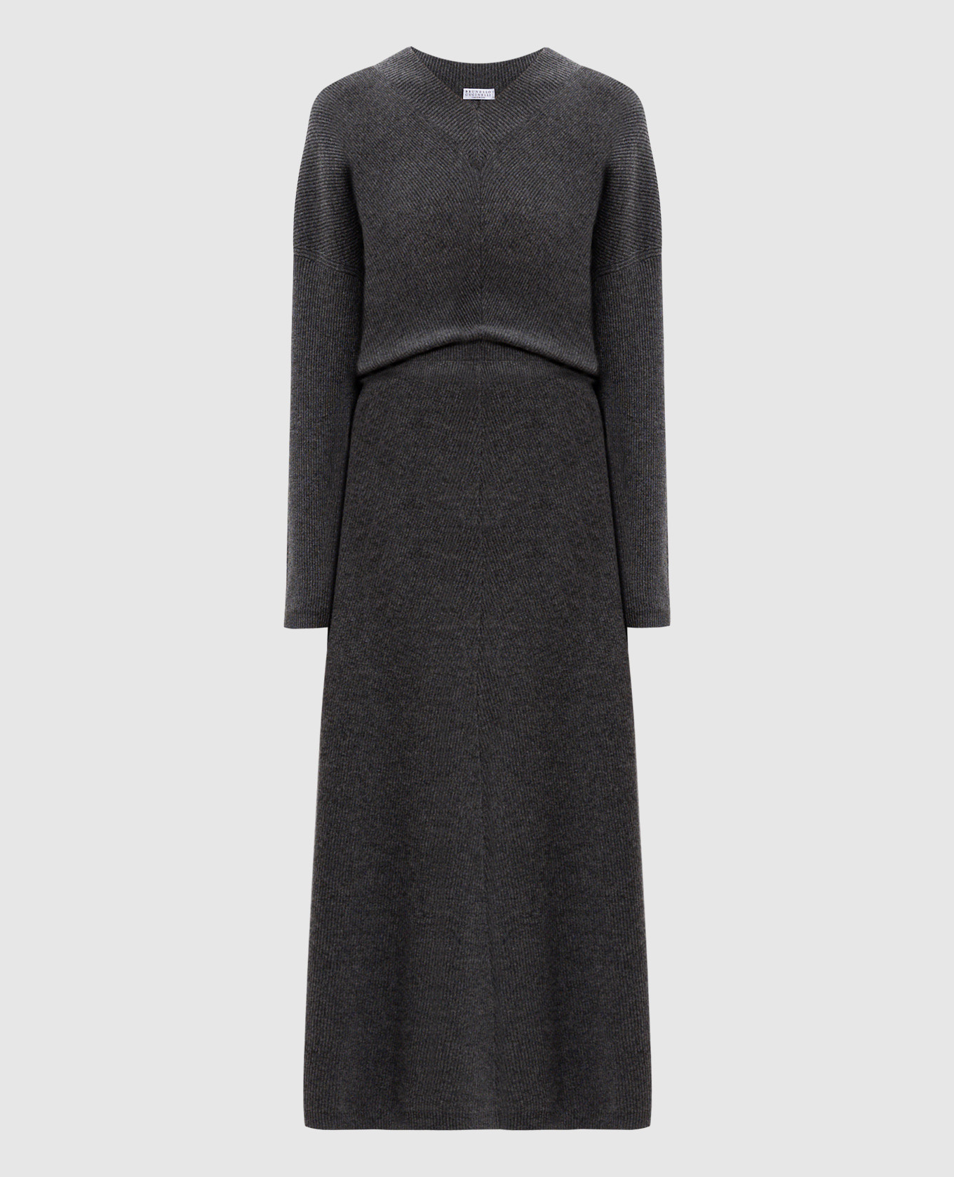 Gray ribbed cashmere dress Brunello Cucinelli