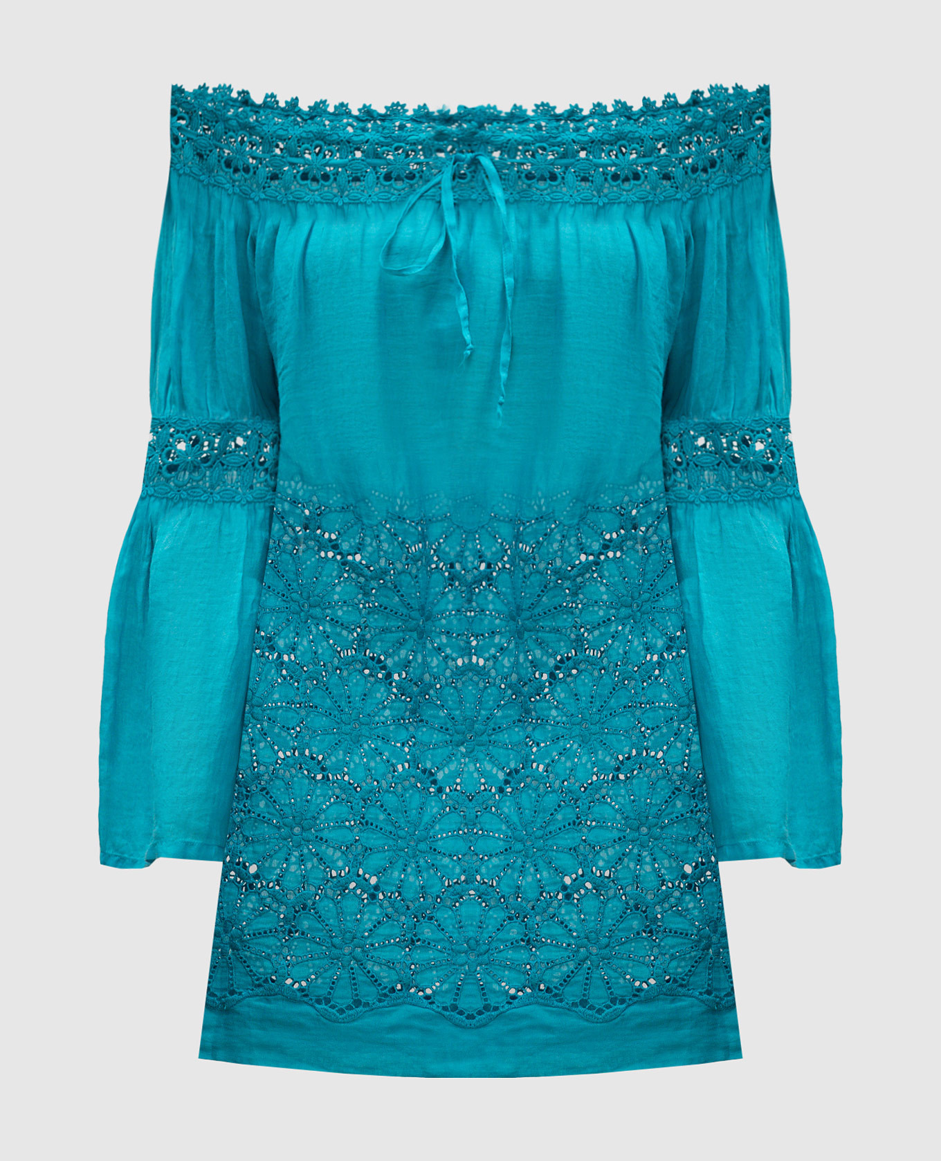 

Blue linen blouse with lace Temptation Positano, Light blue
