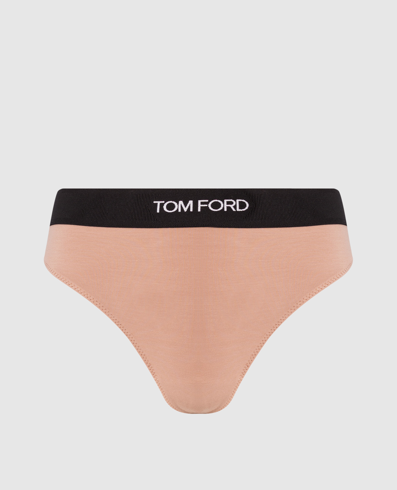 Beige thong panties with logo