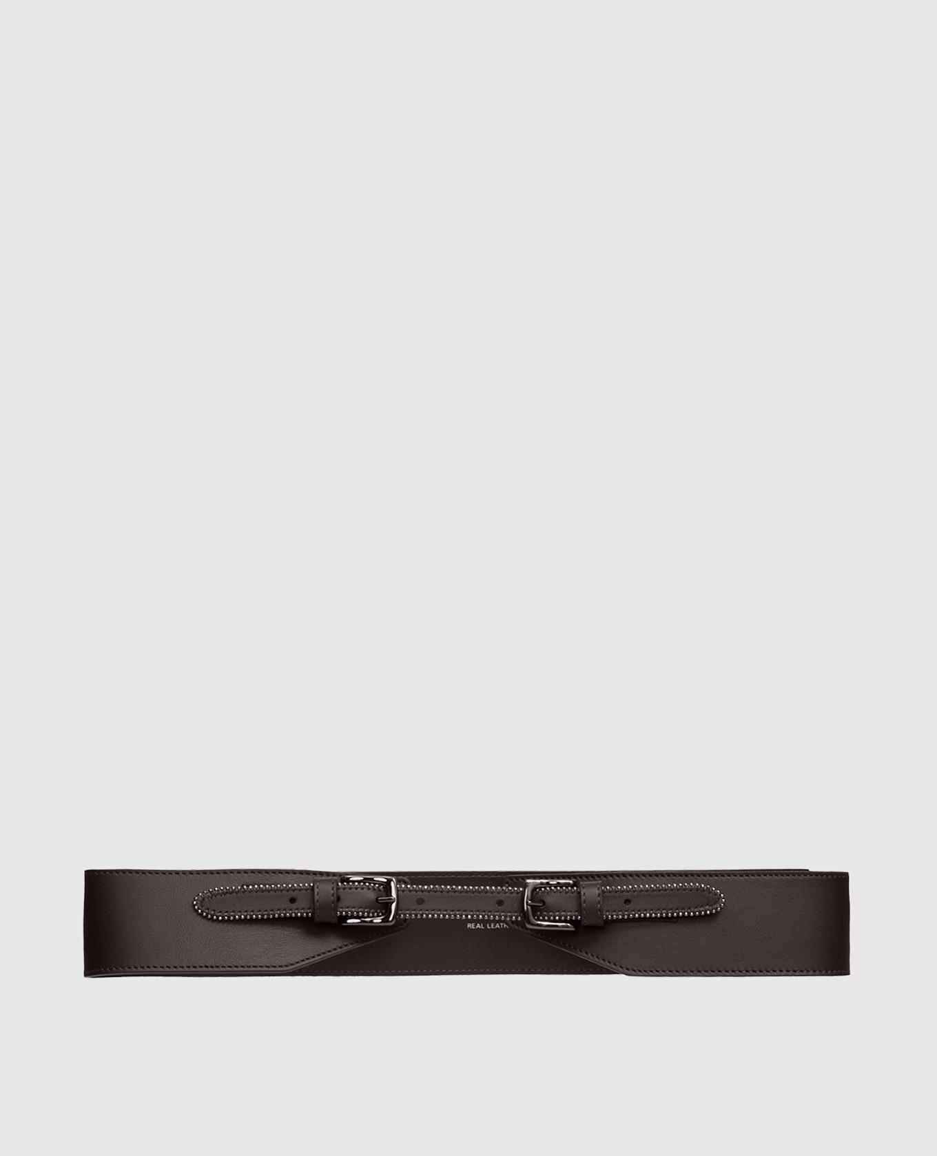 

Brown leather belt with monil chain Peserico