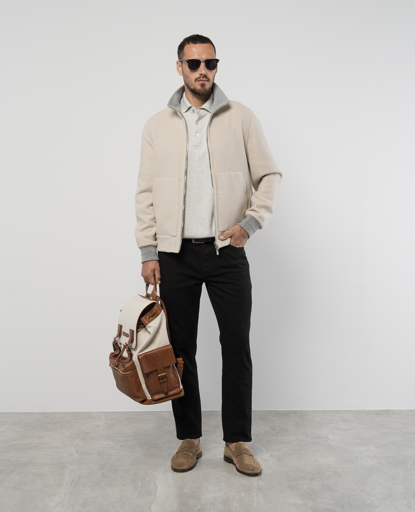 

Black pants with patch and logo embroidery Brunello Cucinelli