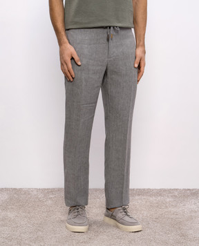 CAPOBIANCO Gray linen pants 18M810LL00
