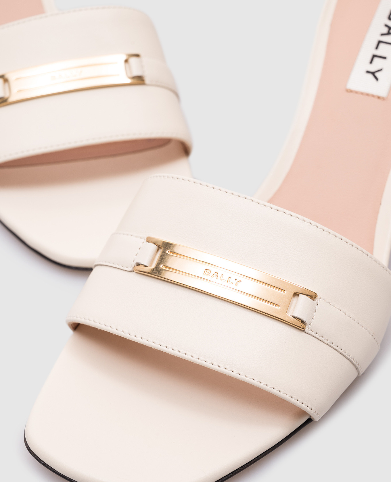 

Deco beige leather mules with logo Bally