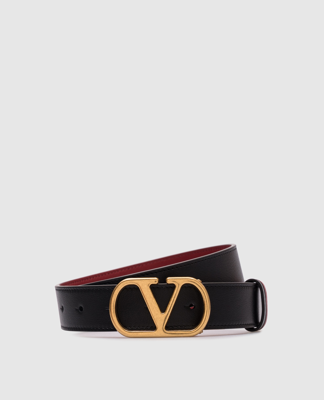 

Reversible leather belt with logo Valentino, White