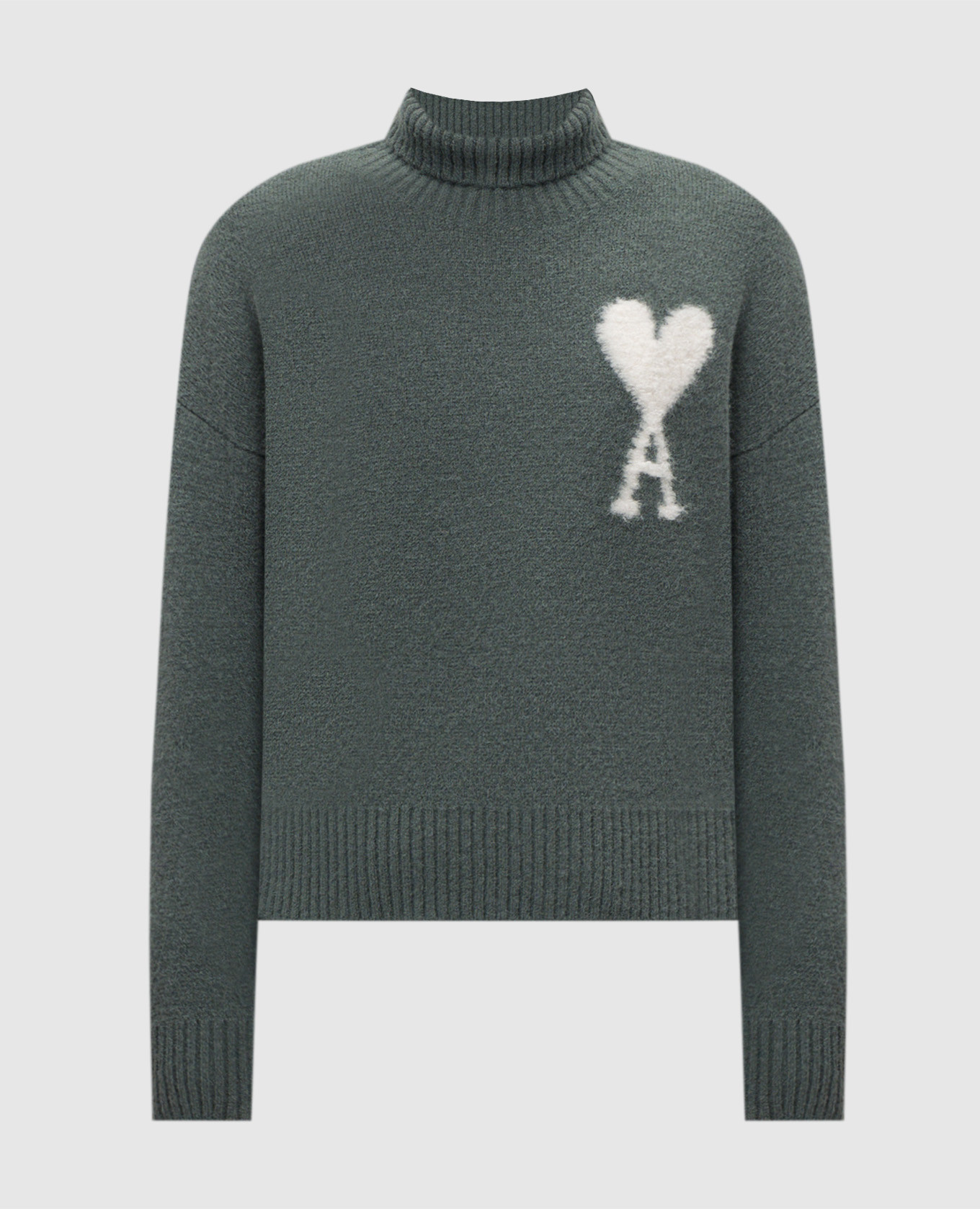 Green sweater with alpaca wool ami paris