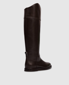 Brunello Cucinelli Brown leather riding boots with monil chain MZOLC3039
