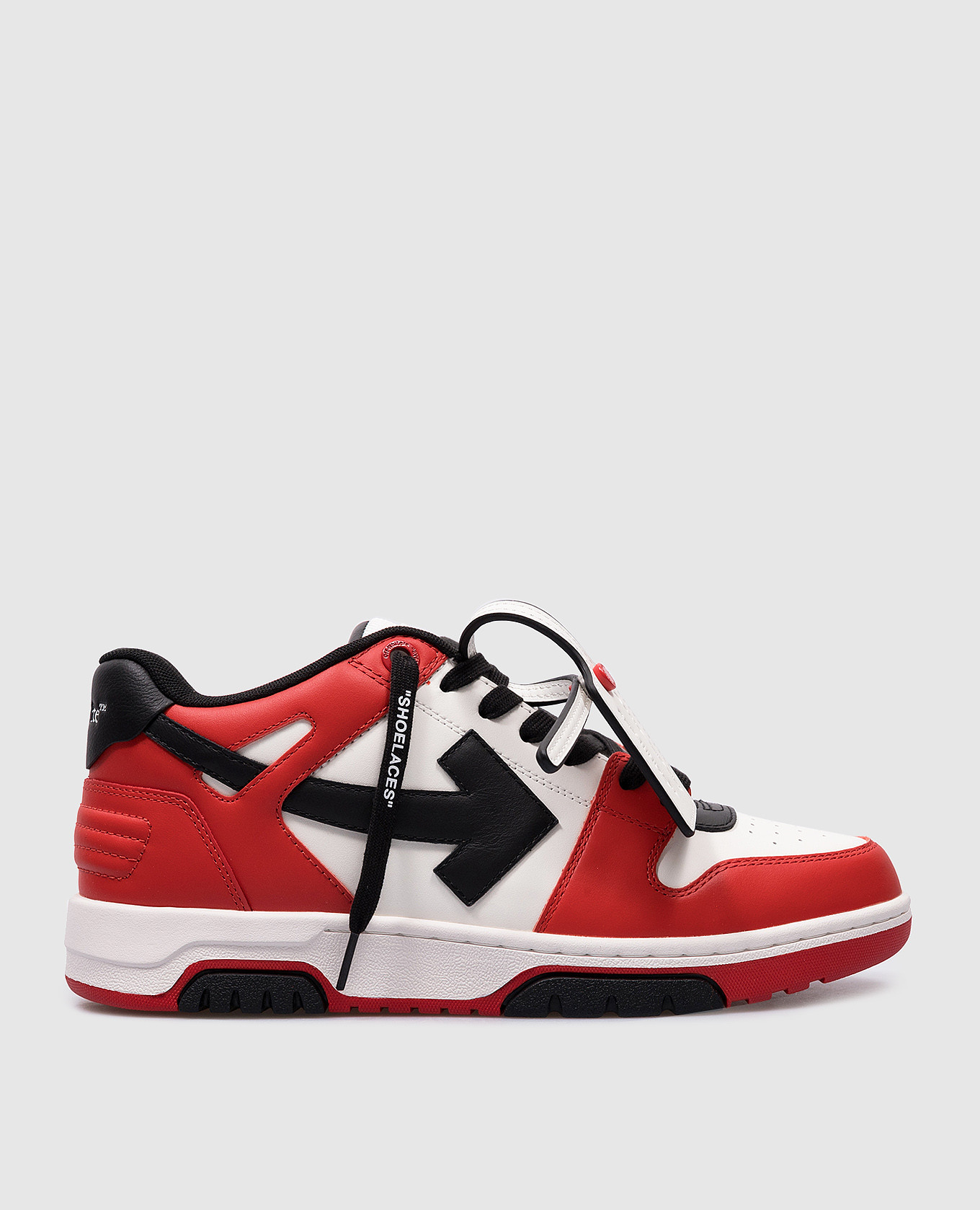 Out of office red leather sneakers off-white