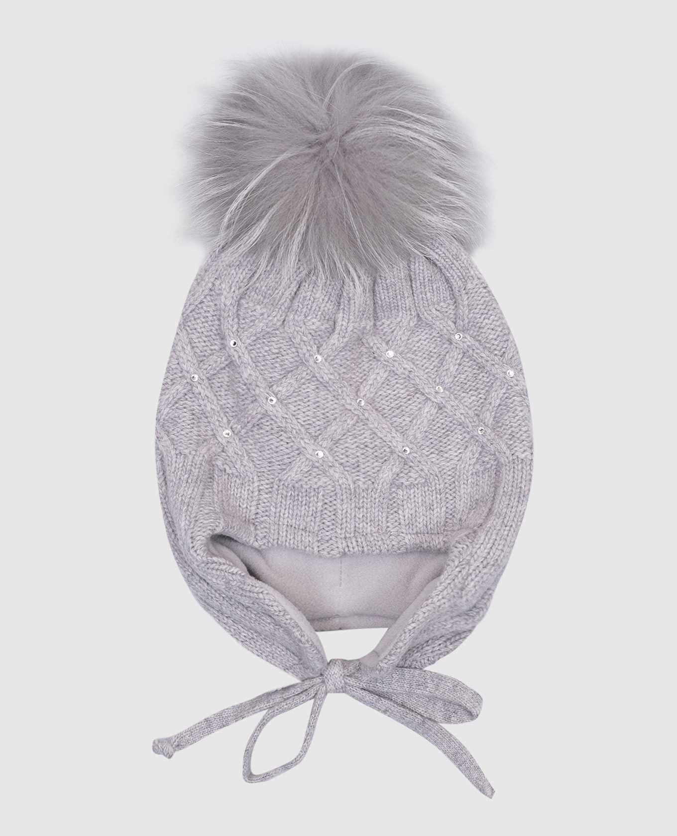 

Children's gray wool and cashmere hat with crystals Il Trenino, Серый