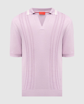 ISAIA Purple silk polo with logo emblem MG8336Y0498