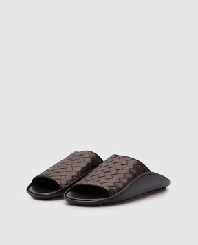 Bottega Veneta Brown leather Wave flip-flops with weaving 827192V2ED0