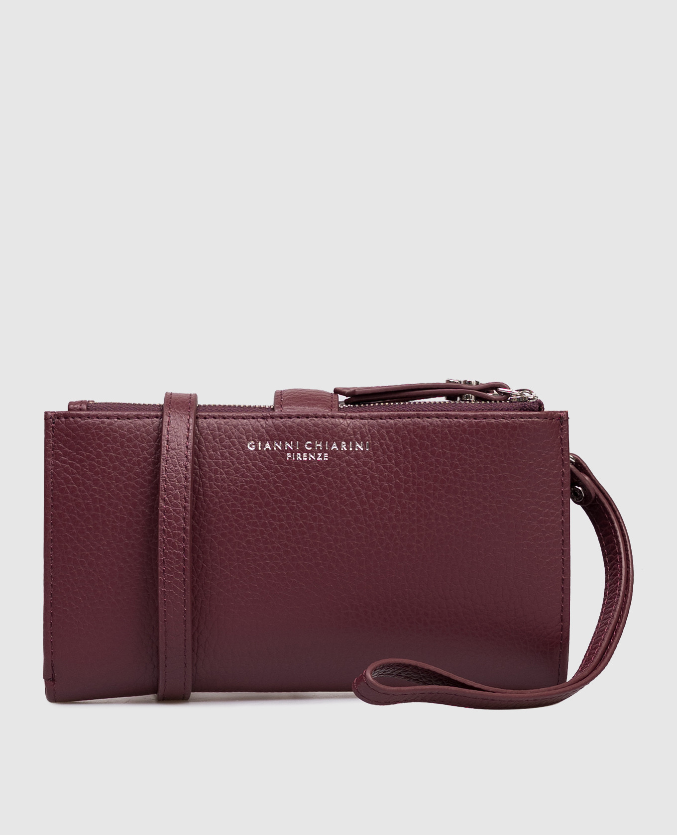 Burgundy leather wallet with logo print Gianni Chiarini