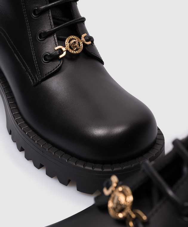 Versace - Black leather boots with Medusa '95 metal logo 