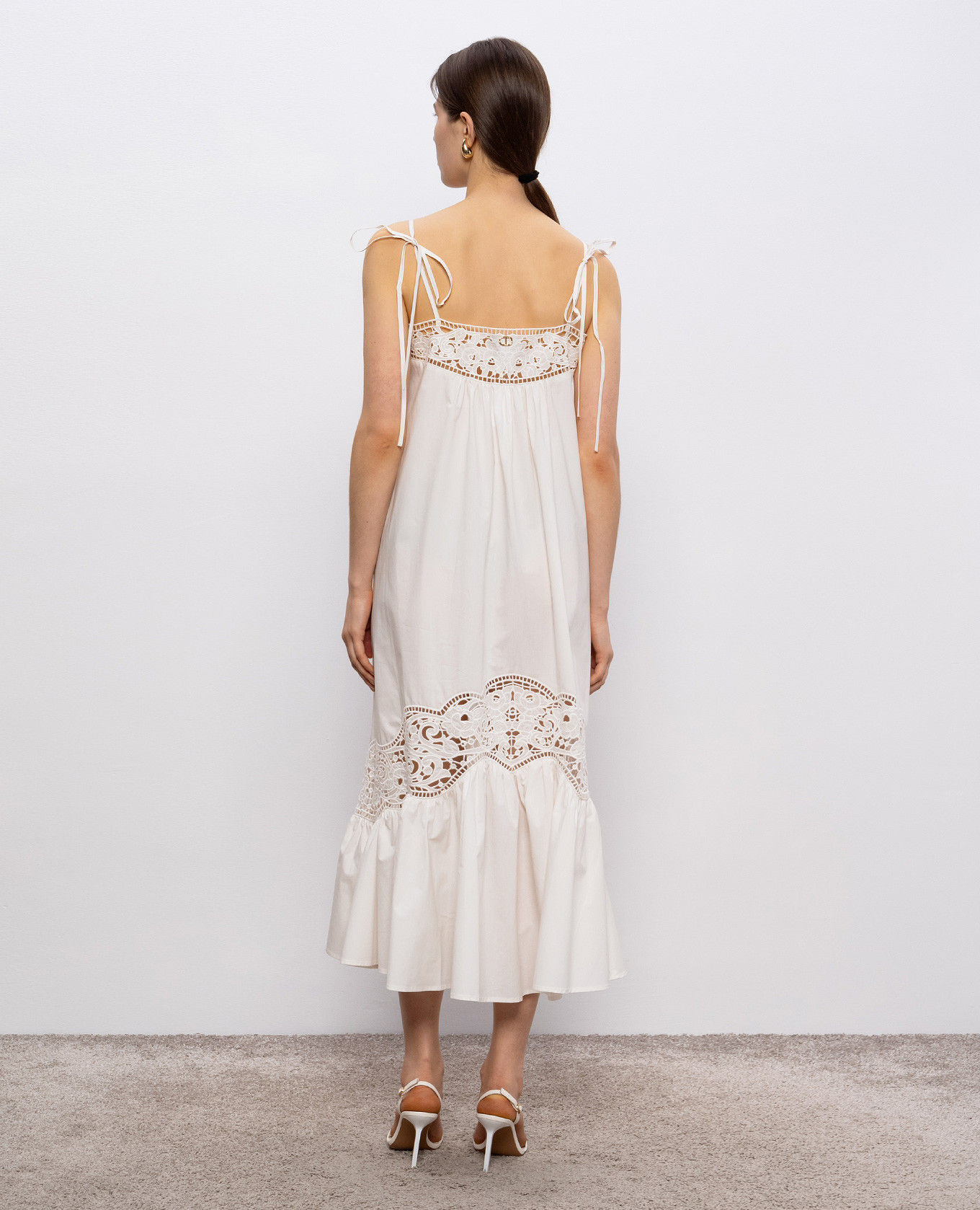 

White midi dress with lace Twinset