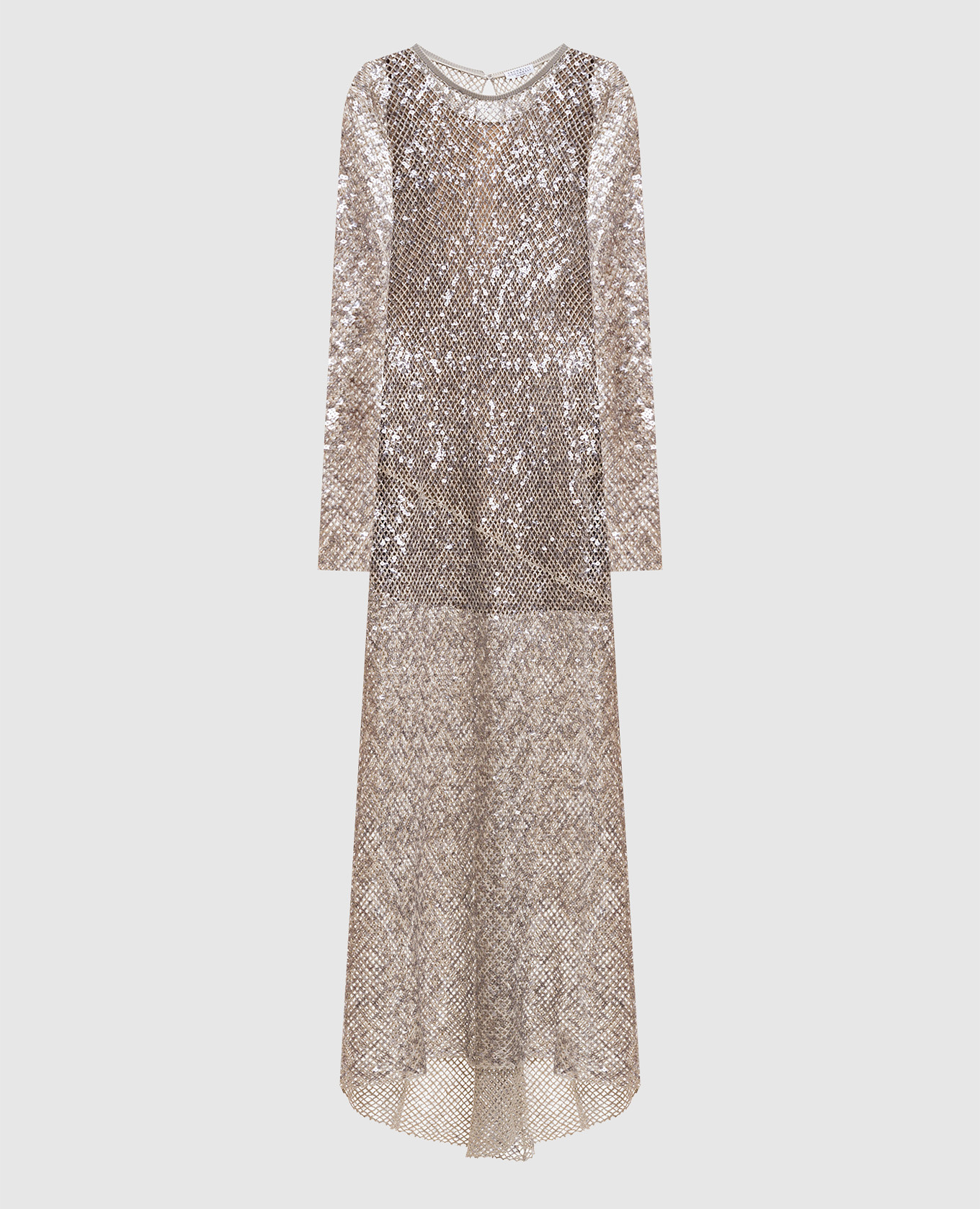

Beige linen and silk sequin dress Brunello Cucinelli