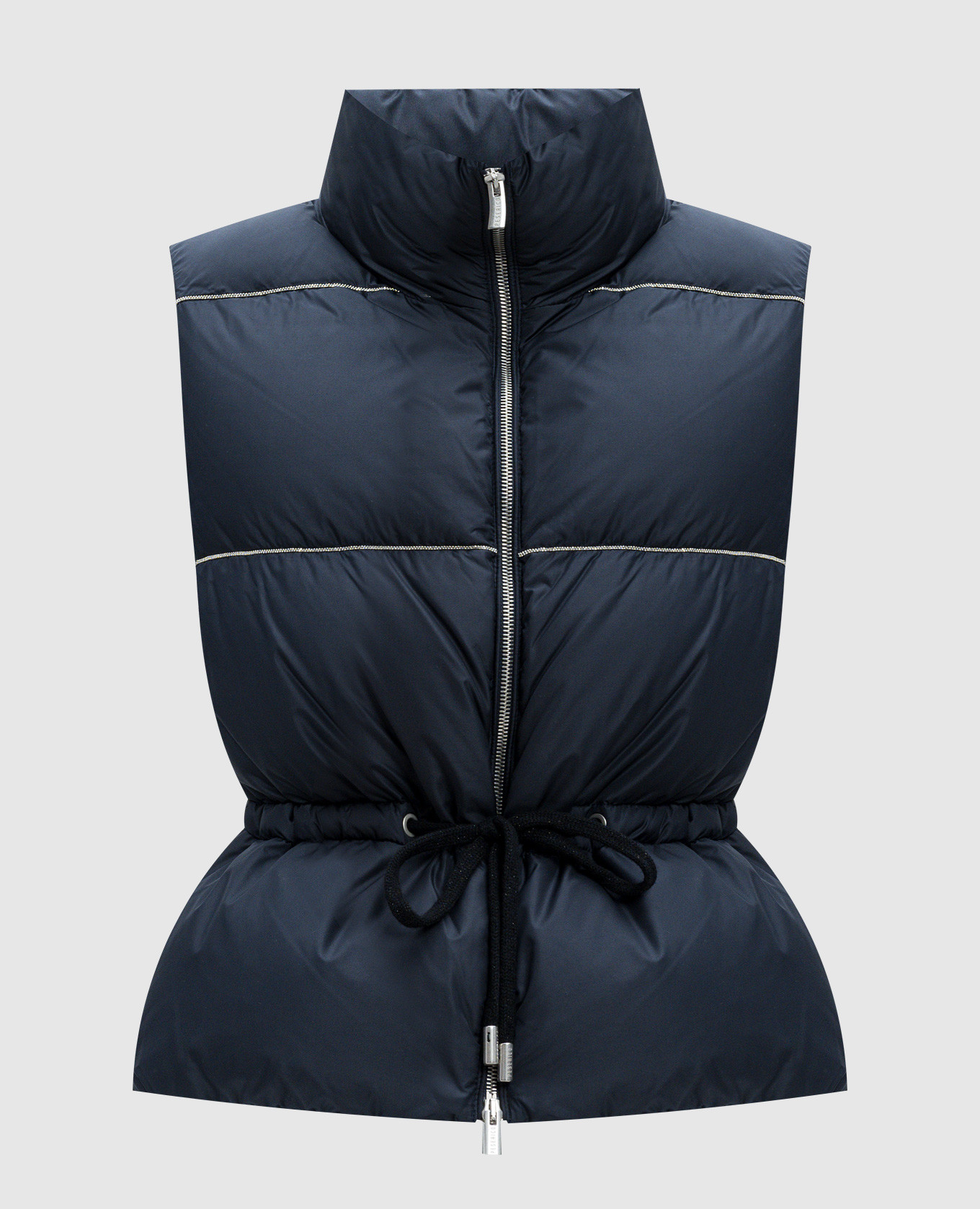 

Blue quilted down vest with monil chain Peserico