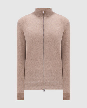 Cashmere&Whiskey Beige melange cashmere cardigan MU8671312341R