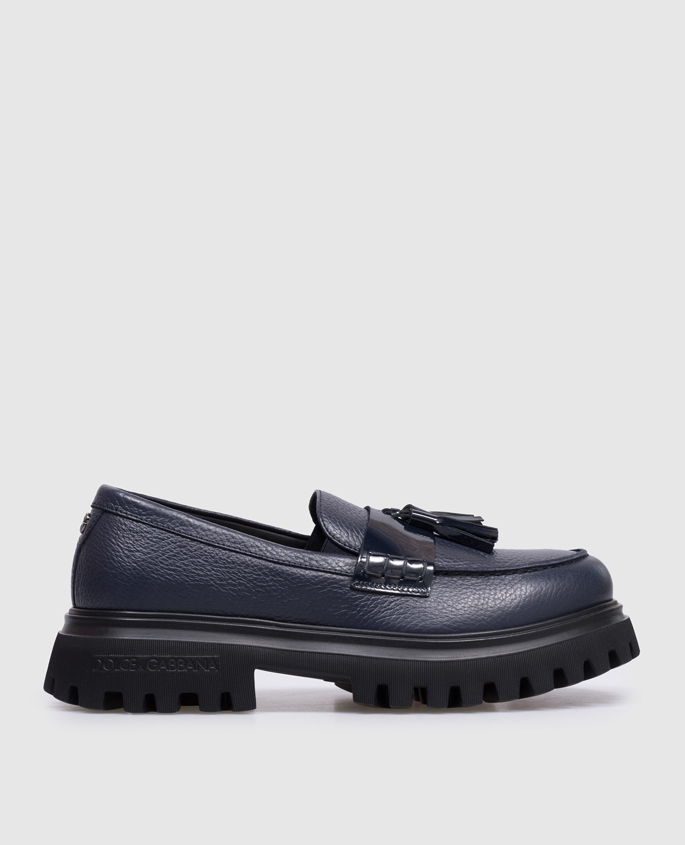 Children's blue leather loafers dolce&gabbana