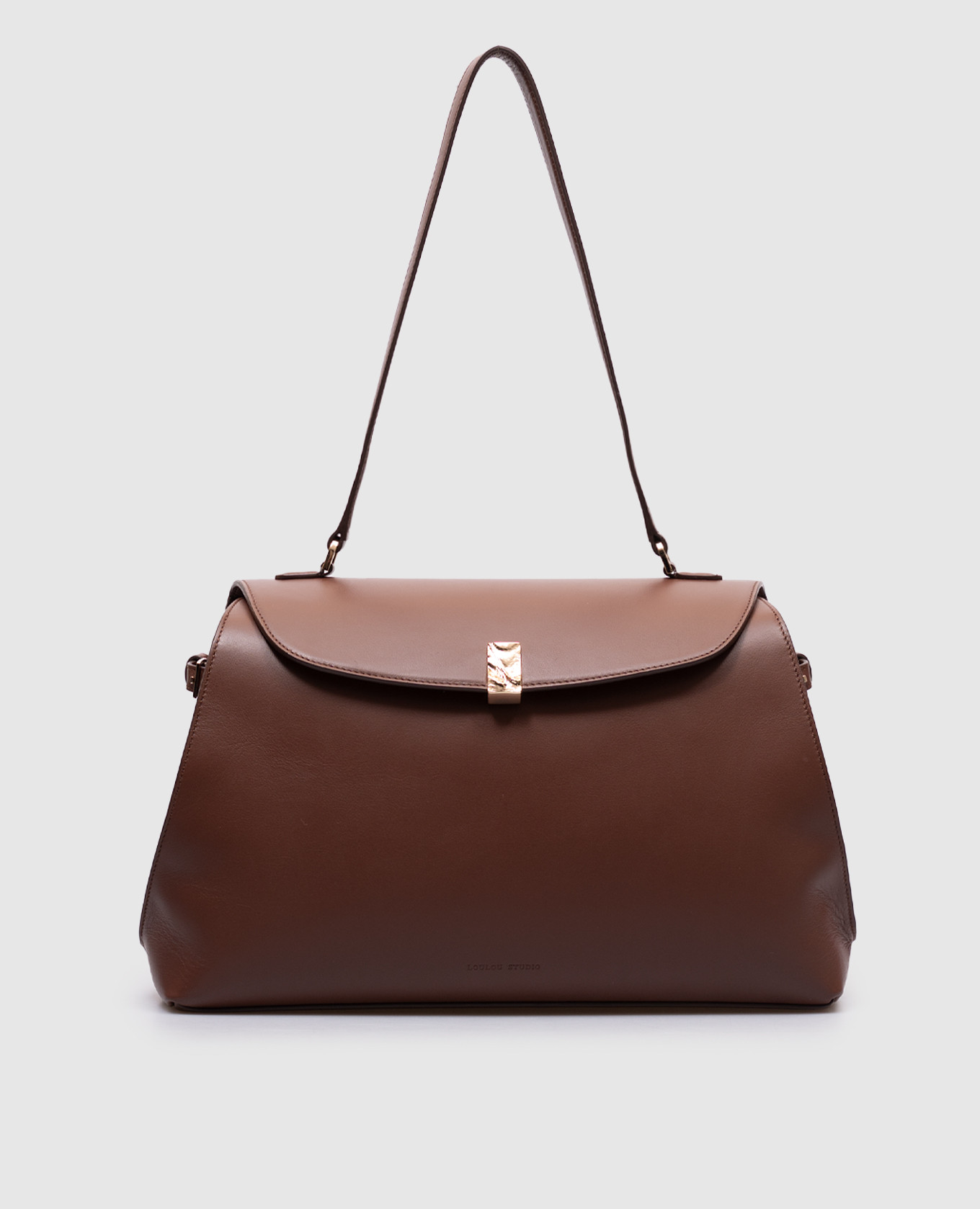 

Brown leather bag ZION with embossed logo Lou Lou Studio