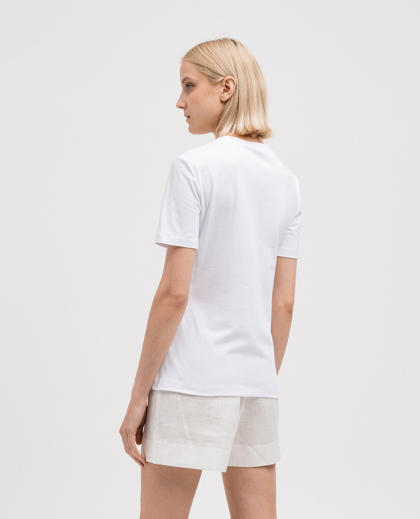 

White t-shirt with floral print and appliqué Ermanno Scervino