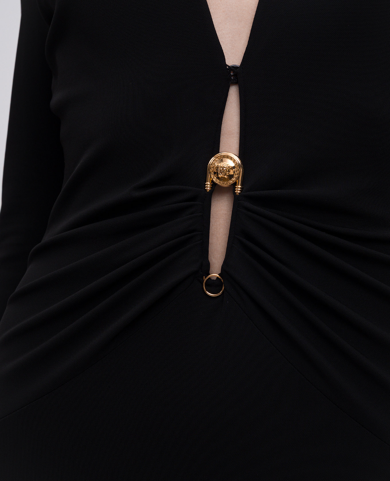 

Black bodysuit with branded pin Versace