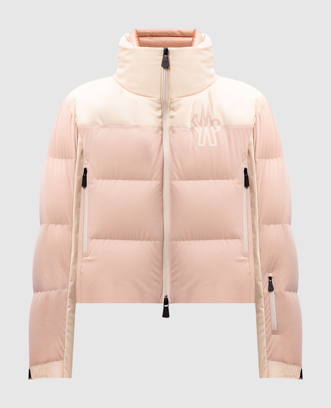 Pink stennes down jacket with logo moncler grenoble