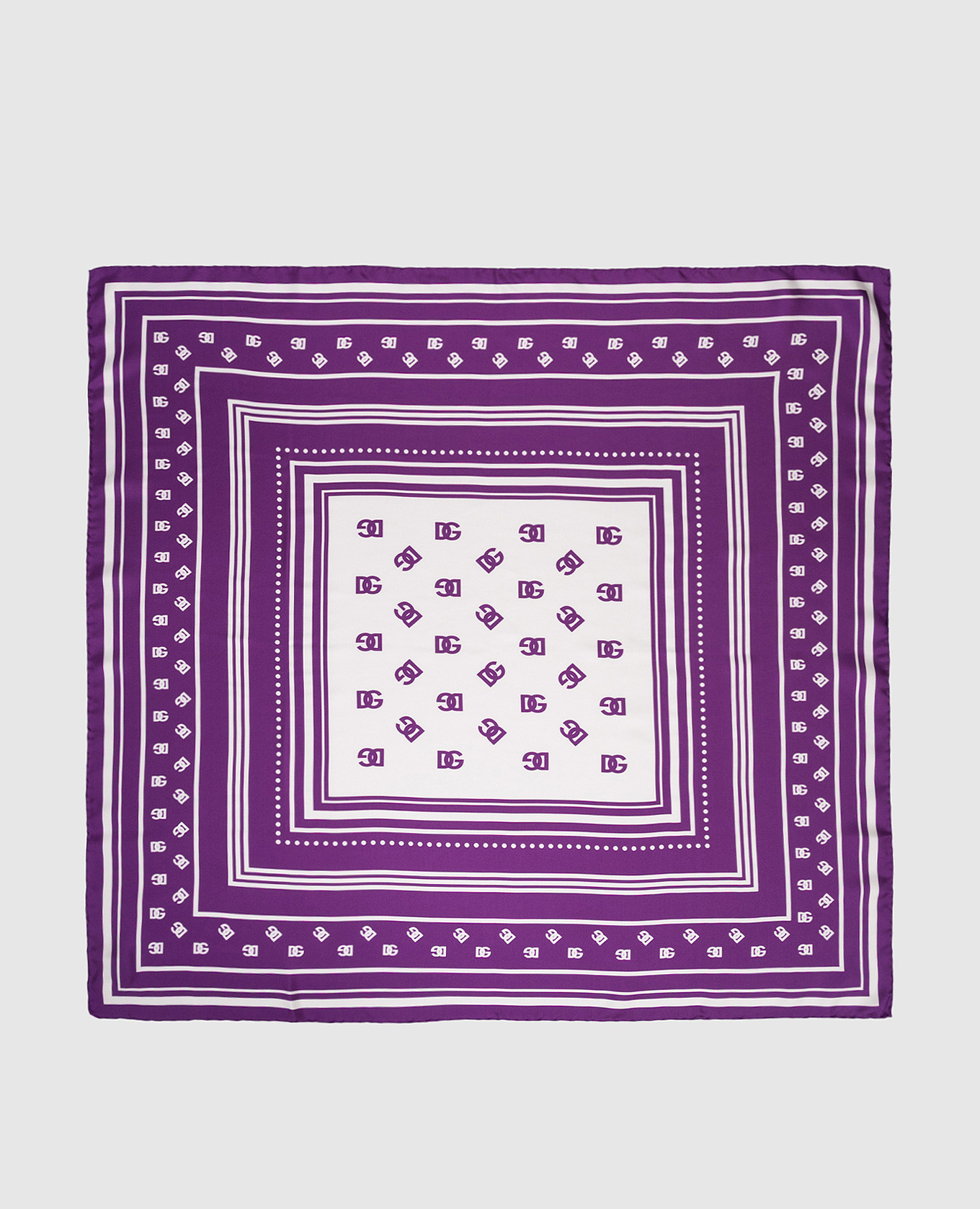 White silk scarf with monogram logo print Dolce&Gabbana