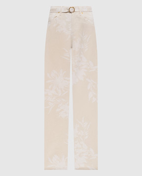 Twinset Beige jeans with floral print 251TT2206