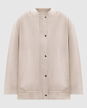 Yves Salomon Army Beige leather bomber jacket 25EFV03169K47W