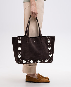 Valentino NELLCÔTE brown suede tote bag 6W0B0R79JET
