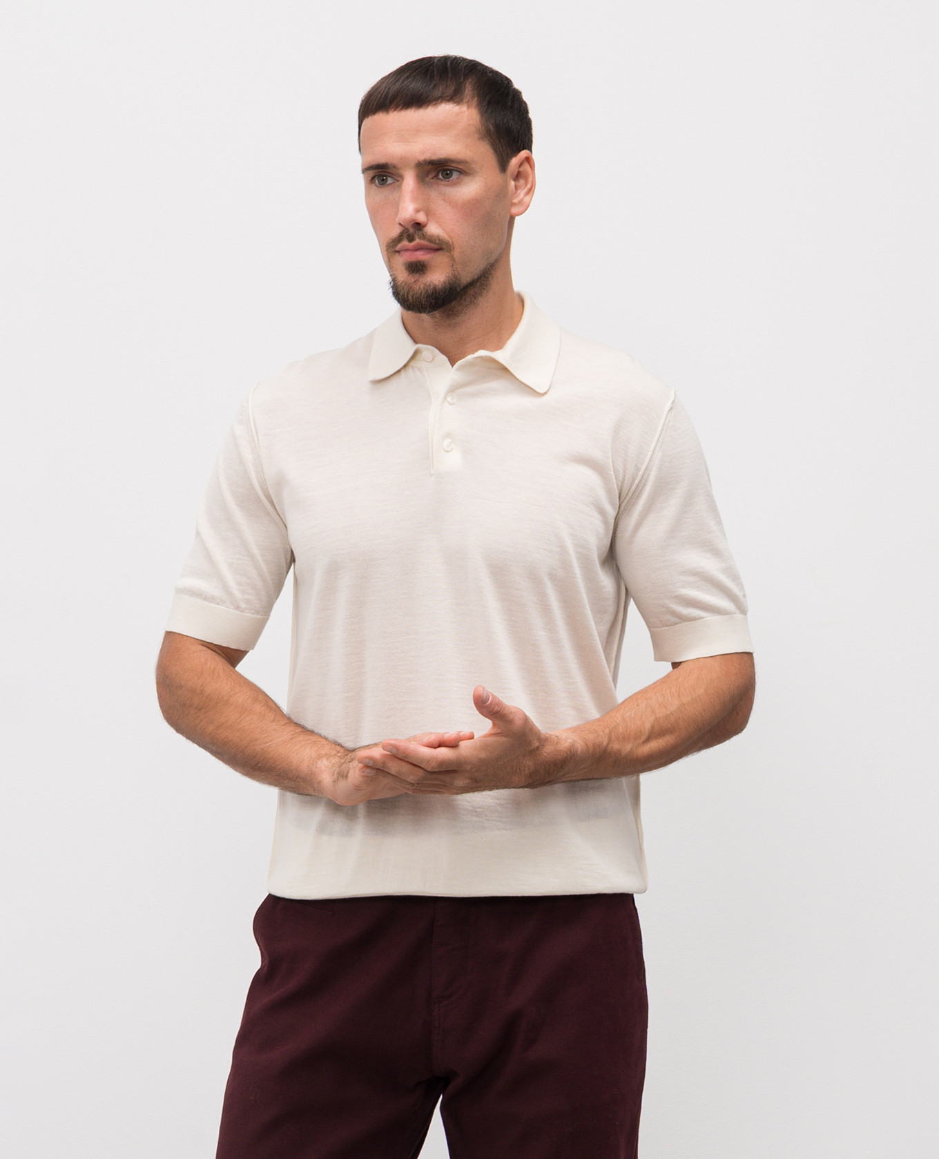 Beige cashmere polo shirt with inside-out effect Dolce&Gabbana 3