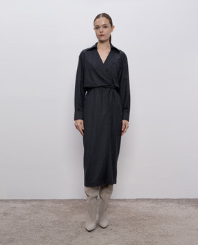 Brunello Cucinelli Gray wool dress with a smell ME226A5395