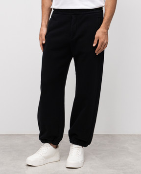 Alexander McQueen Blue joggers with textured logo emblem 828306QXACA