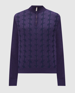 Stefano Ricci Purple cashmere and silk patterned jumper K808096L01F25374