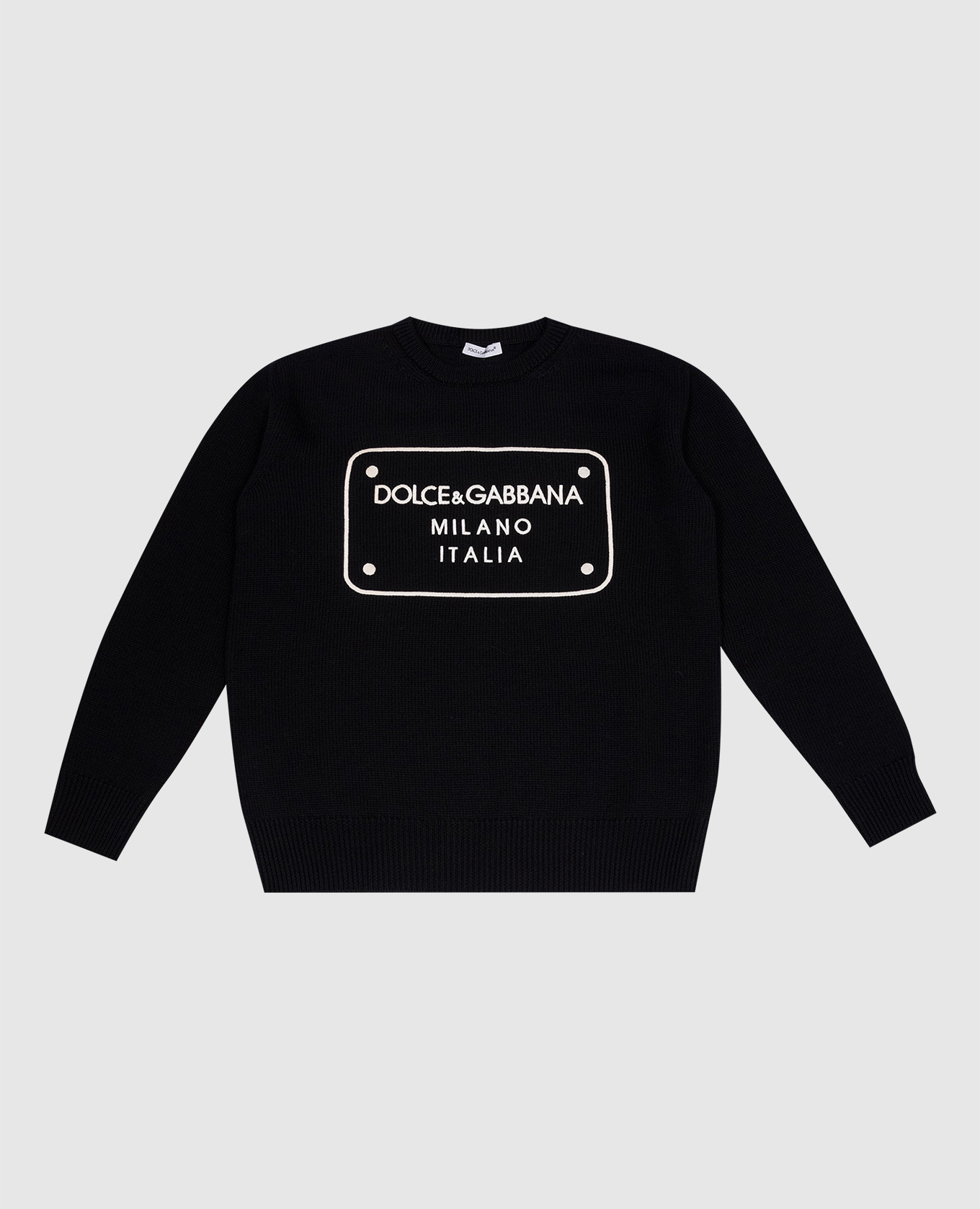 Children&#39;s black wool sweater with logo embroidery Dolce&Gabbana