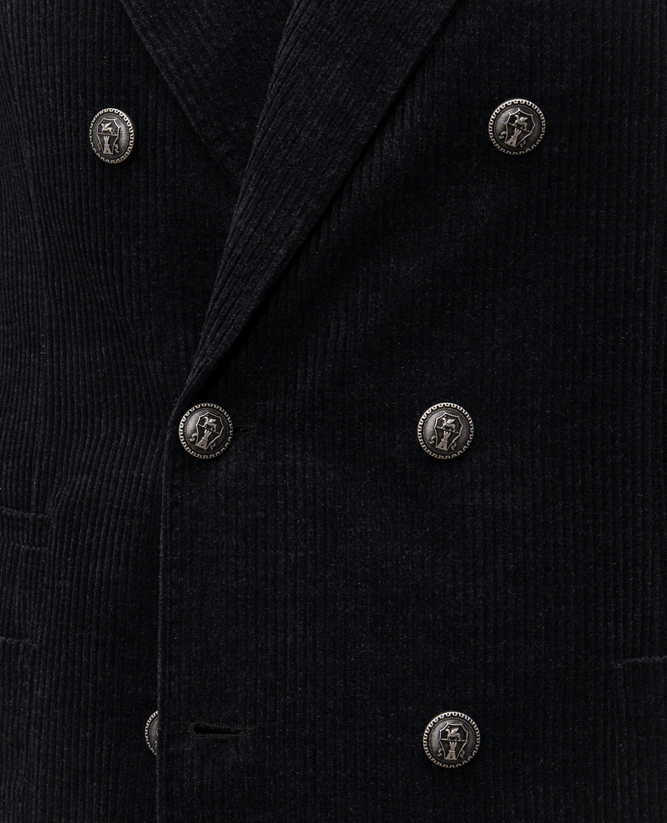 

Black corduroy double-breasted jacket with cashmere Brunello Cucinelli