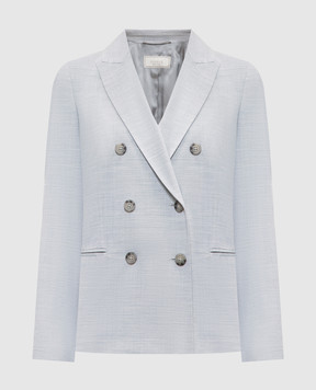 Peserico Gray double-breasted jacket with wool and lurex S0190106467