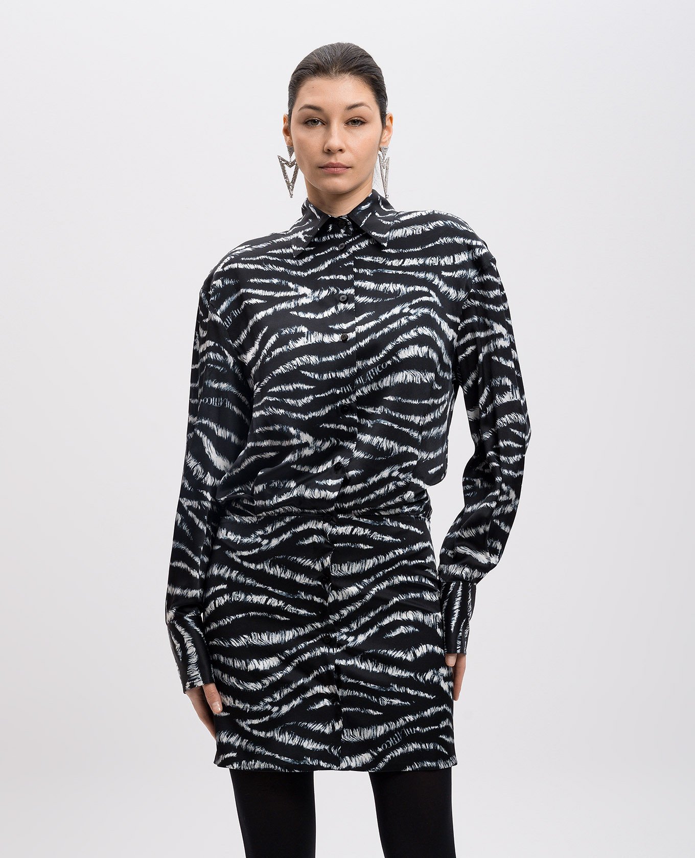 

Silvye black mini shirt dress with silk The Attico