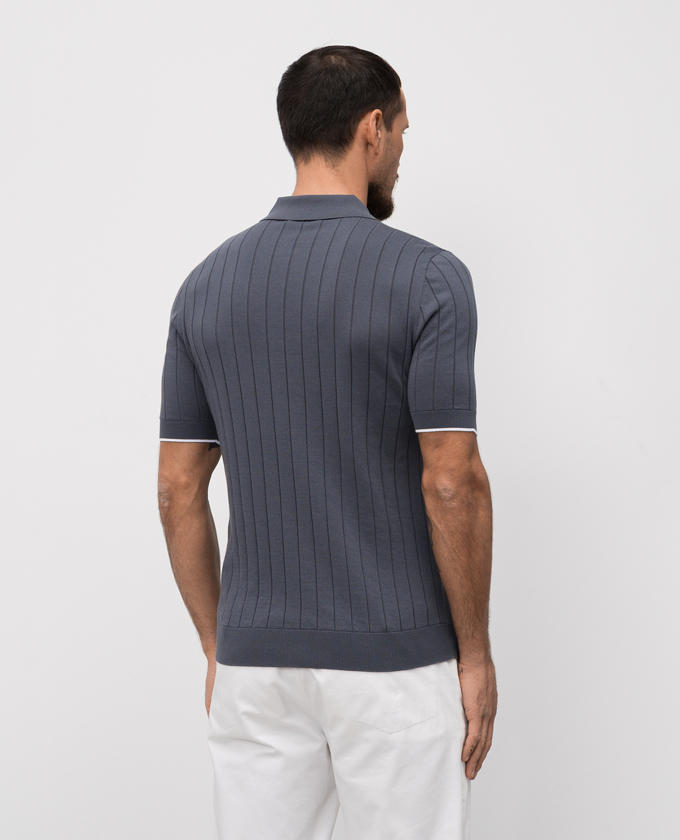 

Gray striped polo shirt Peserico, Grey