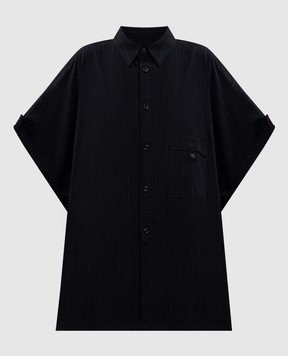 Y`S Yamamoto Black striped wool shirt YMB08128