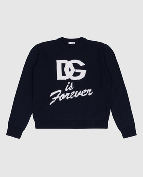 Dolce&Gabbana Baby blue wool sweater with logo pattern L5KWJ6JCVV956